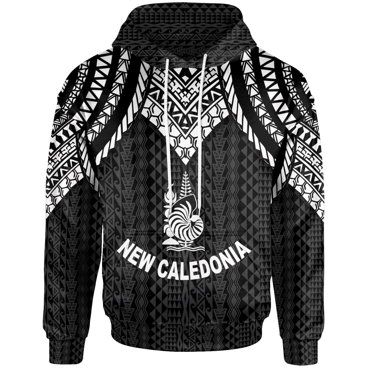 New Caledonia Hoodie Polynesian Armor Style Black Unisex Black - Polynesian Pride