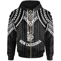 New Caledonia Zip up Hoodie Polynesian Armor Style Black Unisex Black - Polynesian Pride