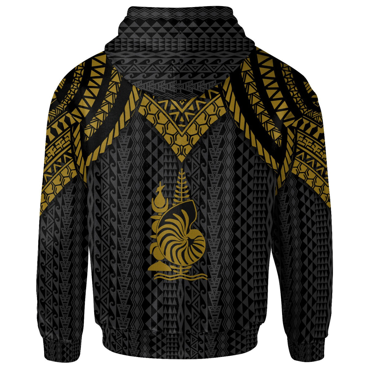 New Caledonia Zip up Hoodie Polynesian Armor Style Gold - Polynesian Pride