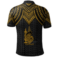New Caledonia Custom Polo Shirt Polynesian Armor Style Gold - Polynesian Pride