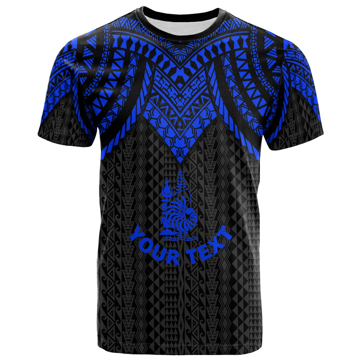 New Caledonia Custom T Shirt Polynesian Armor Style Blue Unisex Blue - Polynesian Pride