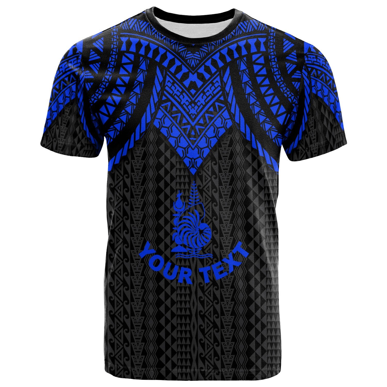 New Caledonia Custom T Shirt Polynesian Armor Style Blue Unisex Blue - Polynesian Pride