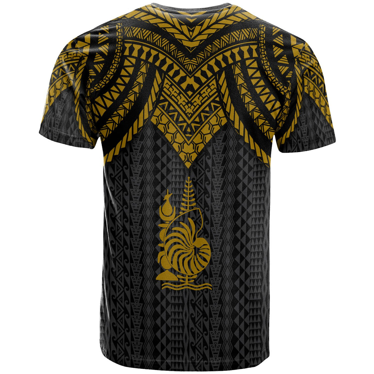 New Caledonia Custom T Shirt Polynesian Armor Style Gold - Polynesian Pride