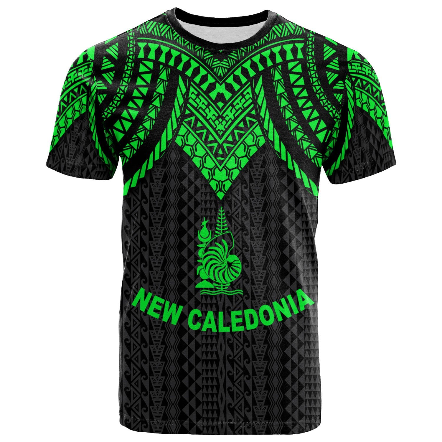 New Caledonia T Shirt Polynesian Armor Style Green Unisex Art - Polynesian Pride