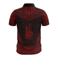 New Caledonia Custom Polo Shirt Kanaky Coat Of Arms Polynesian Chief Tattoo Red Version - Polynesian Pride