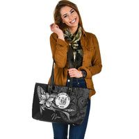 Niue Leather Tote - Fish With Plumeria Flowers Style - Polynesian Pride