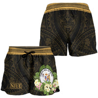 Niue Women's Shorts - Polynesian Gold Patterns Collection - Polynesian Pride