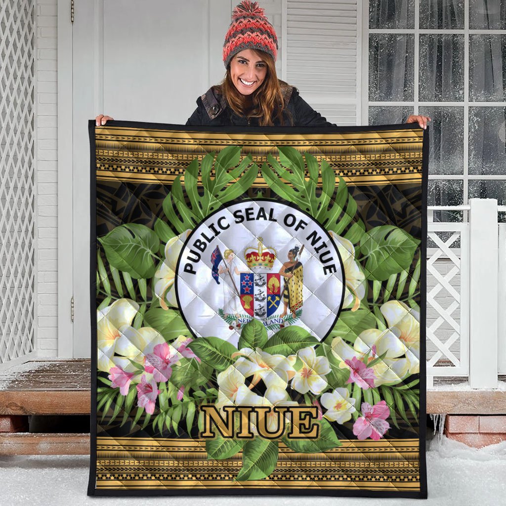 Niue Premium Quilt - Polynesian Gold Patterns Collection - Polynesian Pride