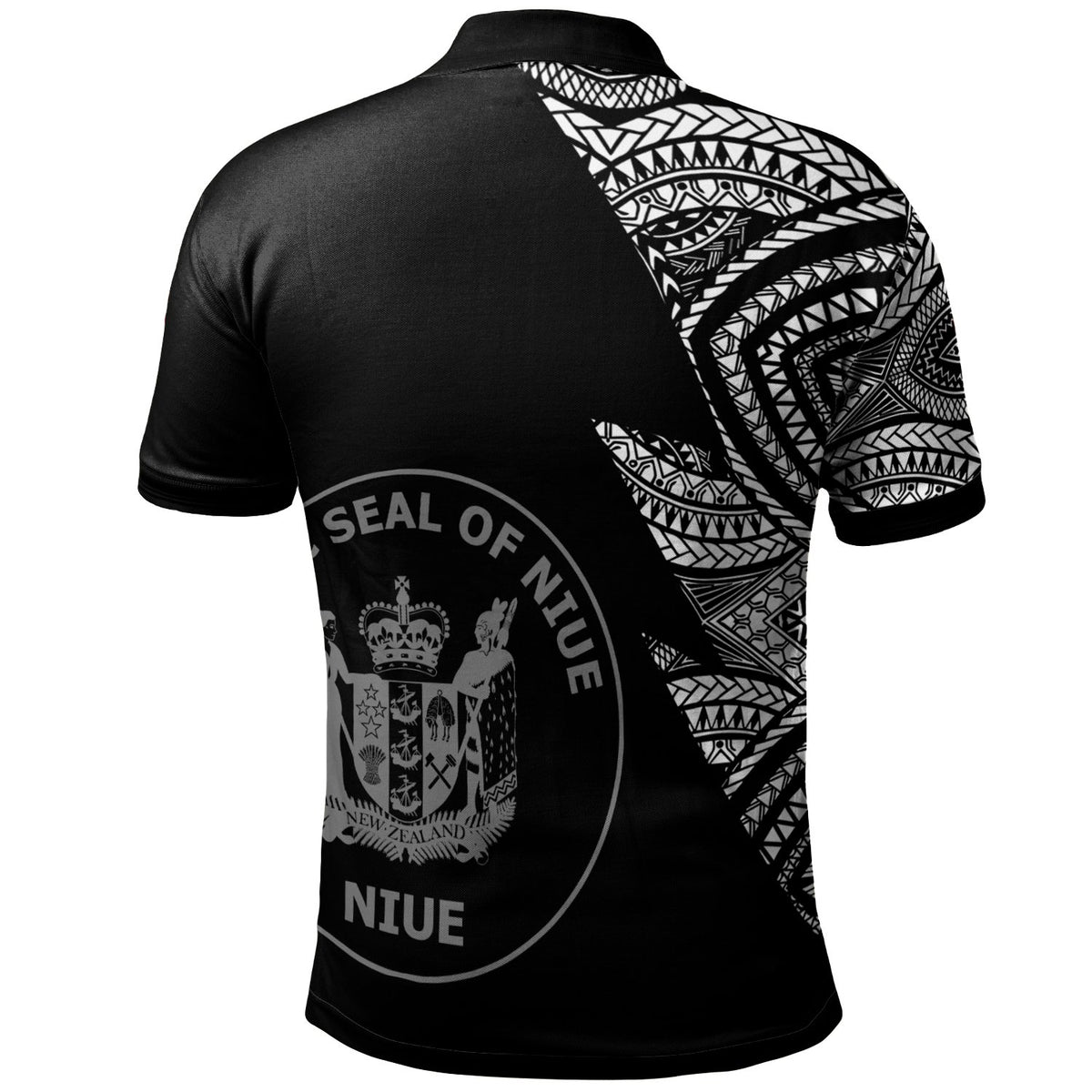 Niue Custom Polo Shirt Flash Style White - Polynesian Pride