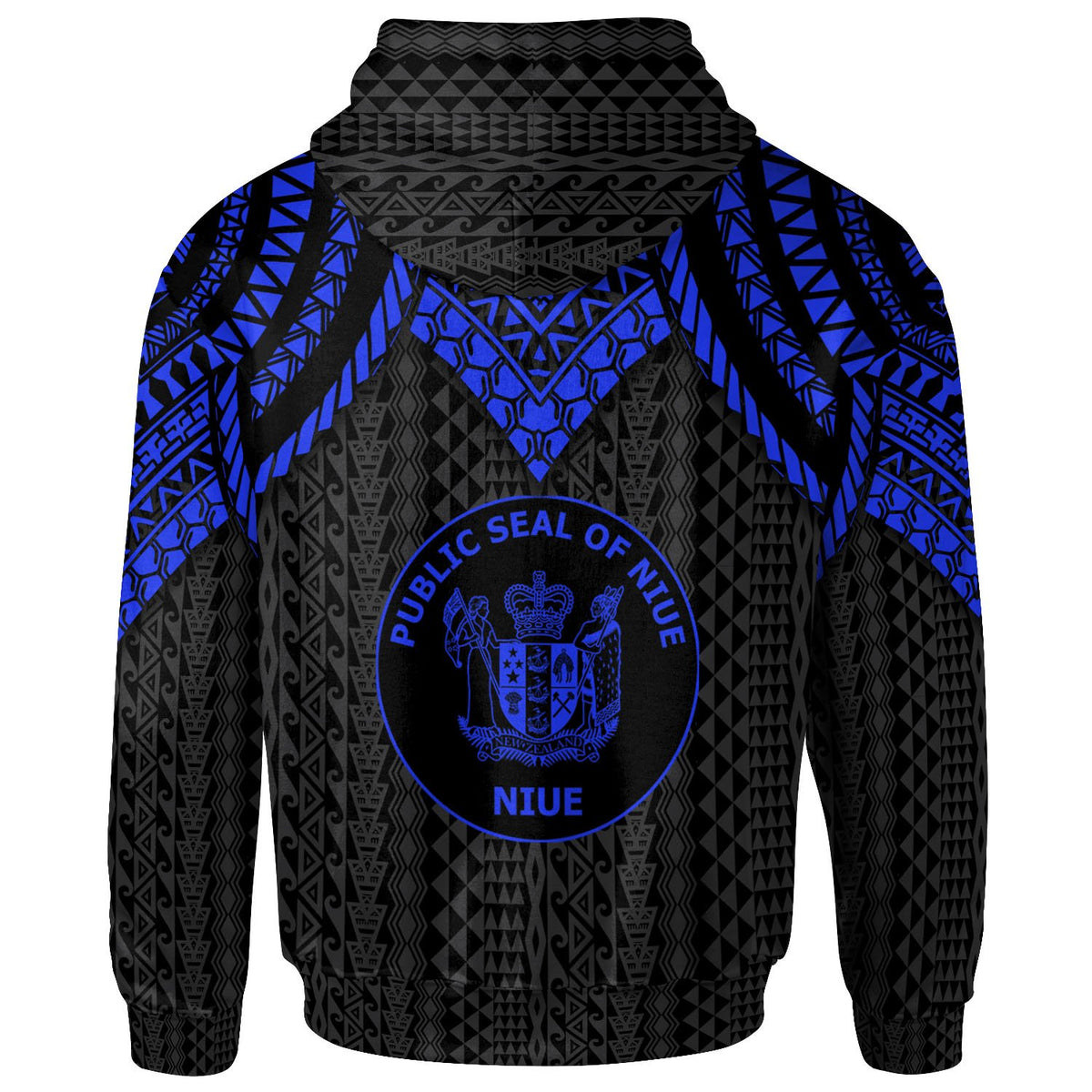 Niue Zip up Hoodie Polynesian Armor Style Blue - Polynesian Pride
