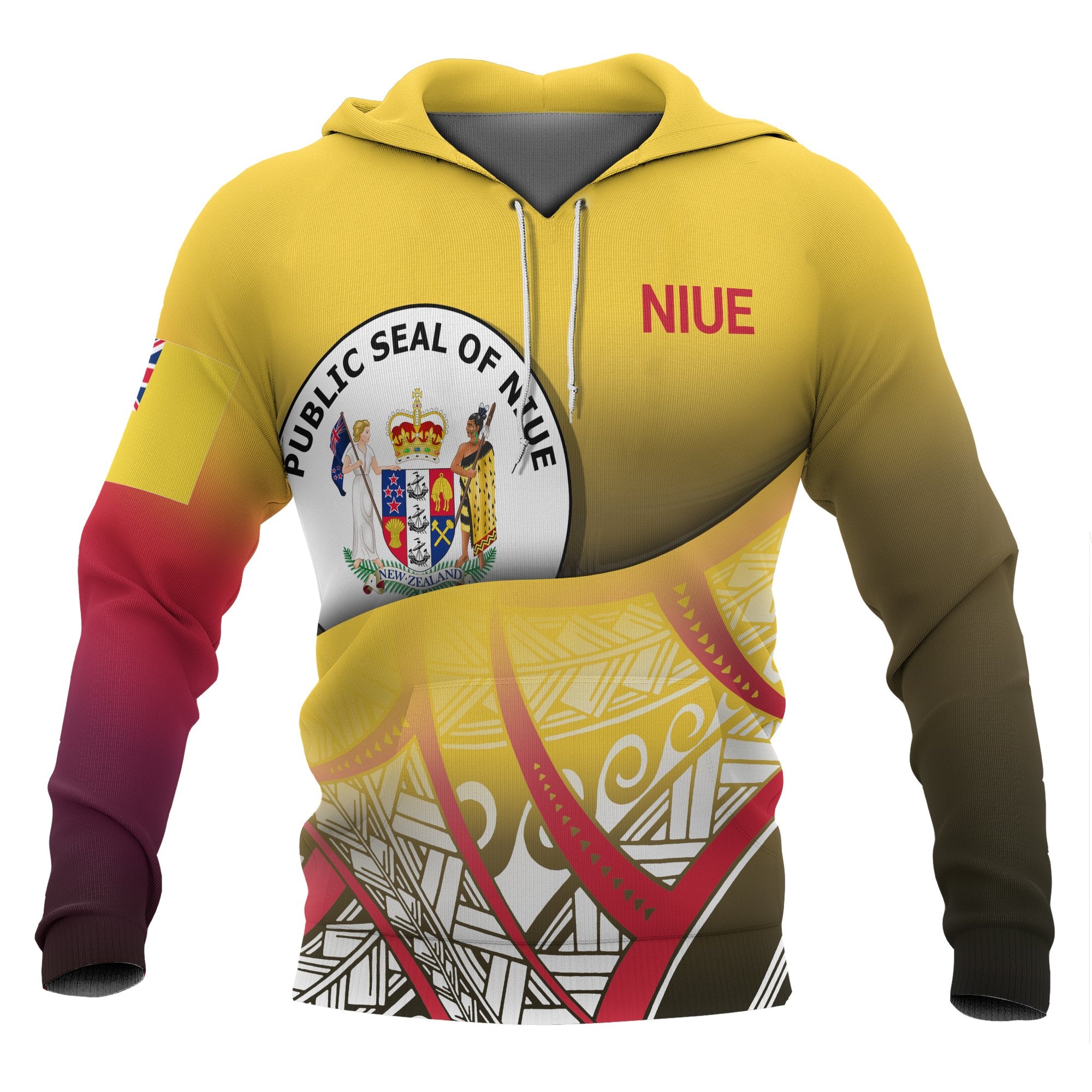 Niue Coat of rms Hoodie Polynesian Pattern Unisex Yellow - Polynesian Pride