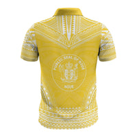 Niue Custom Polo Shirt Seal Polynesian Chief Tattoo Yellow Version - Polynesian Pride