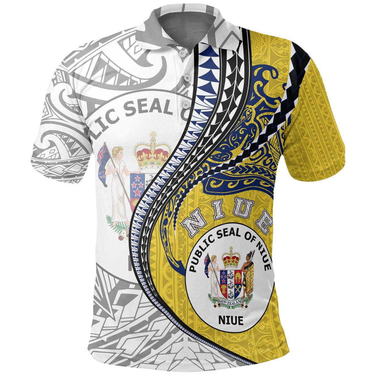 Niue Polo T Shirt Niue Seal Kanaloa Tatau Gen NU K7 Unisex Yellow - Polynesian Pride