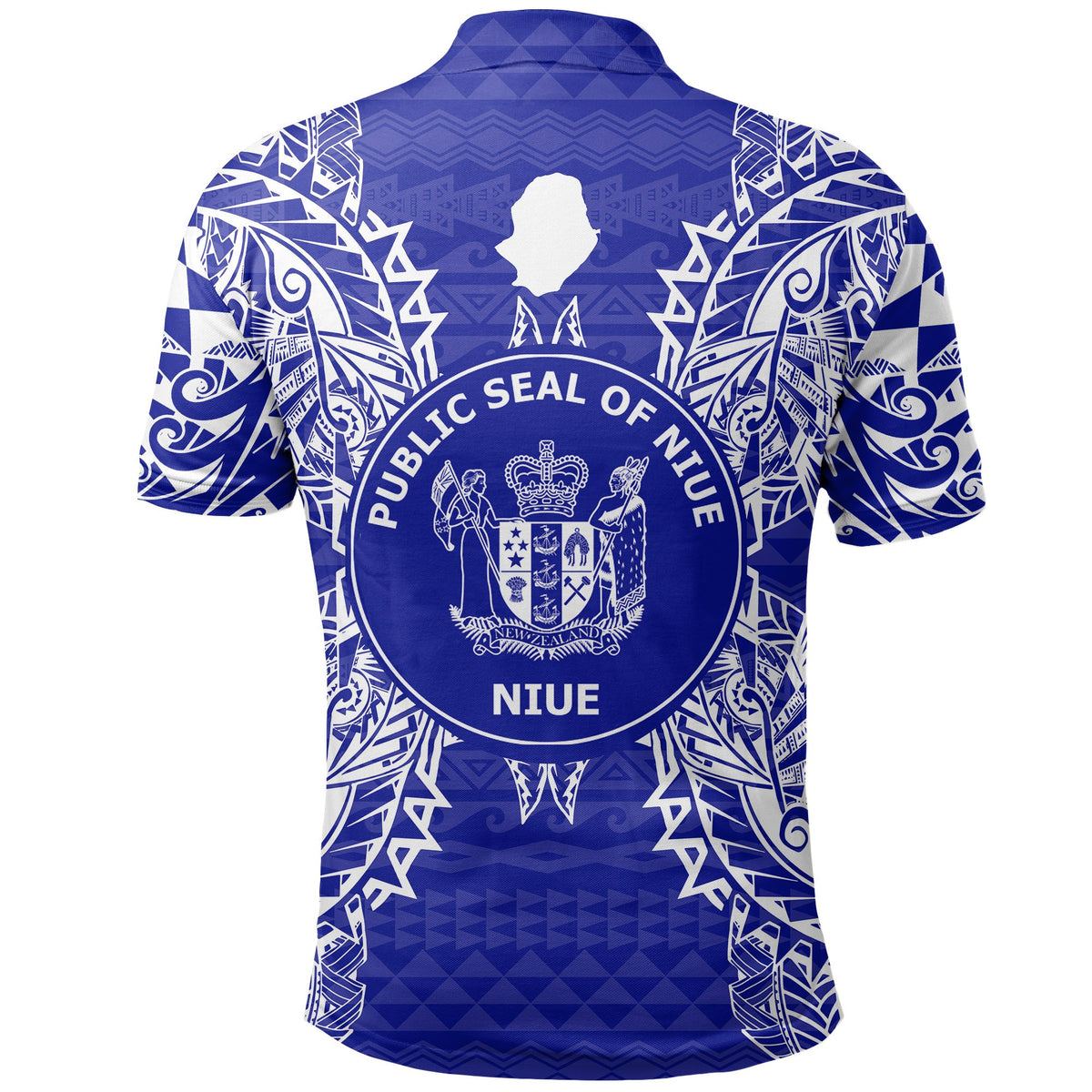 Niue Polo Shirt Seal Map Polynesian Tattoo Blue - Polynesian Pride