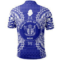 Niue Polo Shirt Seal Map Polynesian Tattoo Blue - Polynesian Pride