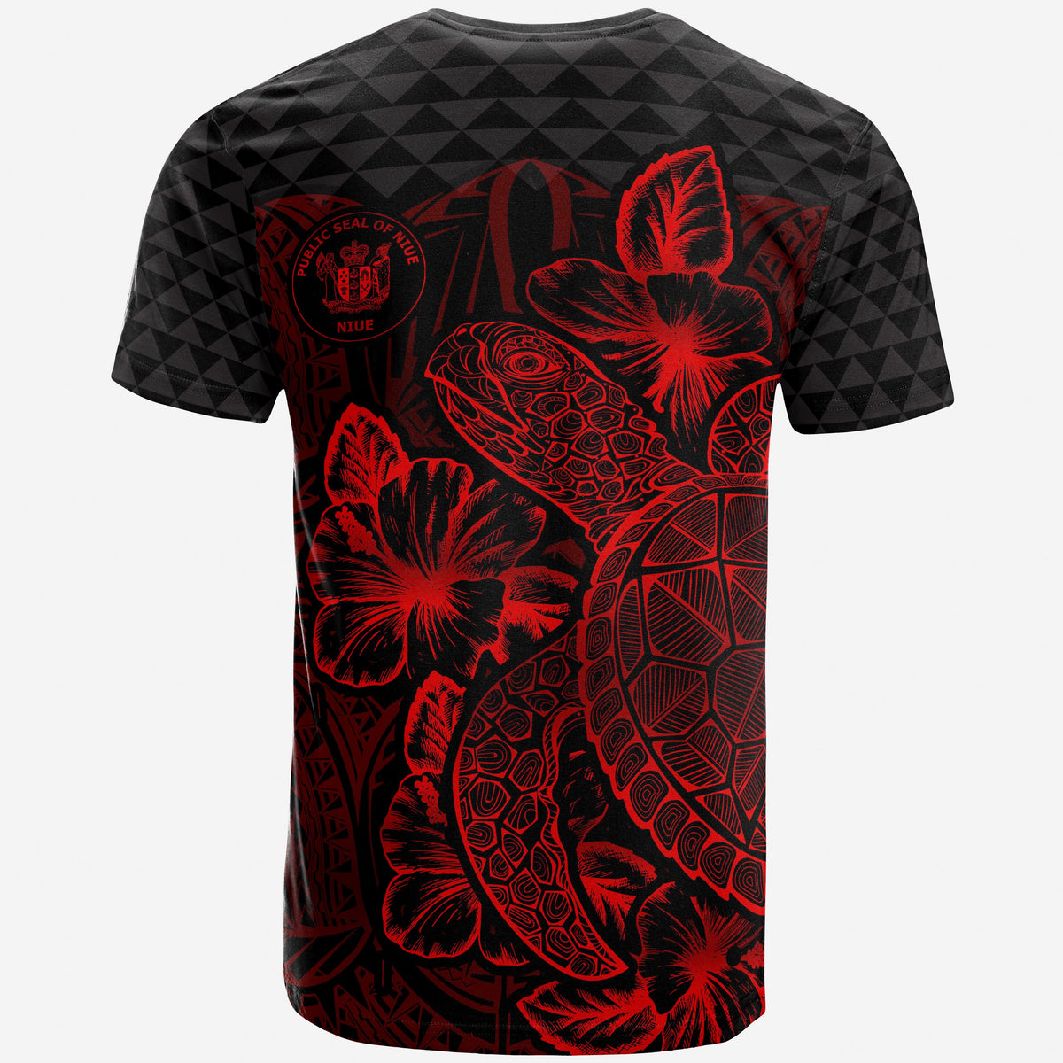 Niue T Shirt Niue Seal Turtle Hibiscus Red - Polynesian Pride