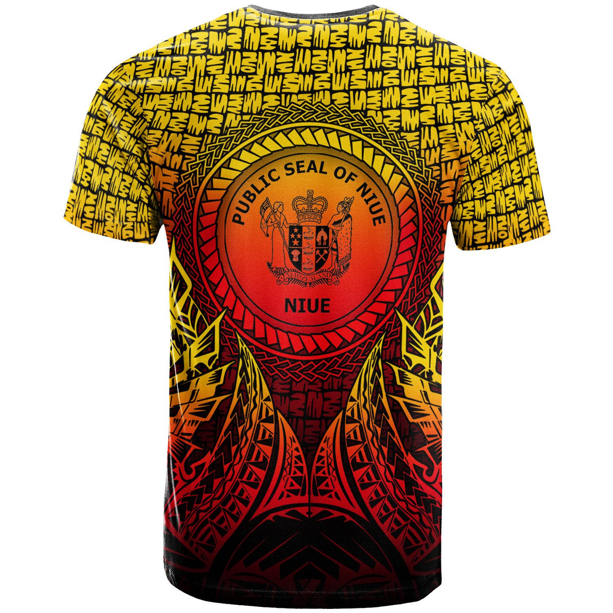 Niue T Shirt Circle Pattern Yellow - Polynesian Pride