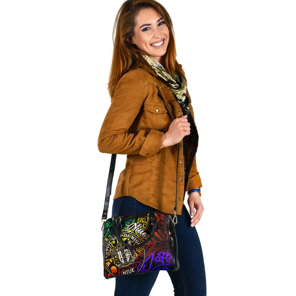 Niue Shoulder Handbag - Rainbow Polynesian Pattern - Polynesian Pride