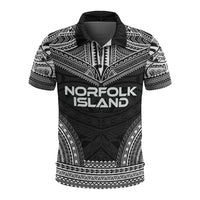 Norfolk Island Polo Shirt Coat Of Arms Polynesian Chief Tattoo Black Version Unisex Black - Polynesian Pride