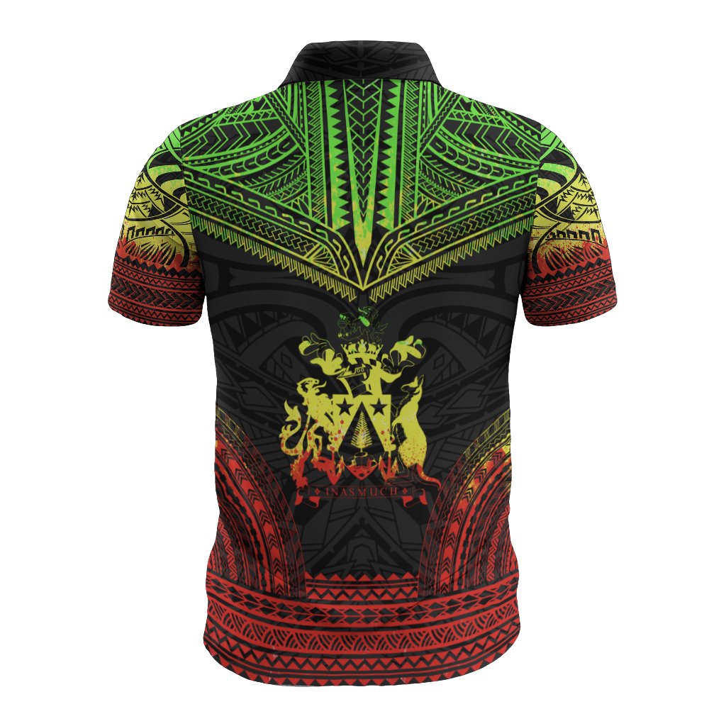 Norfolk Island Polo Shirt Coat Of Arms Polynesian Chief Tattoo Reggae Version - Polynesian Pride