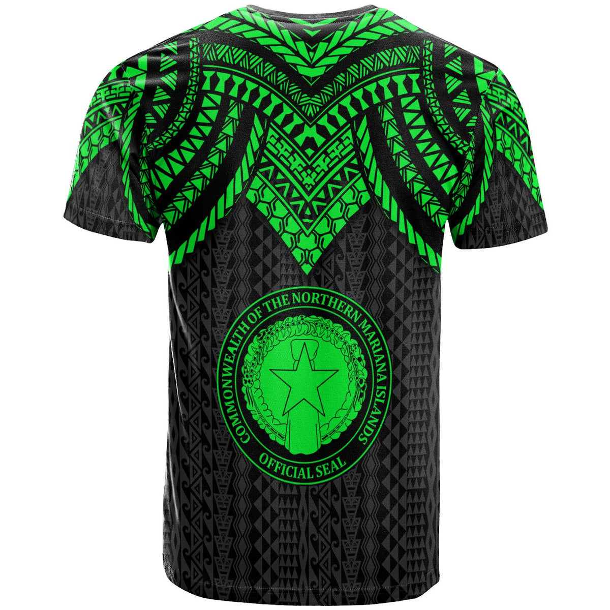 Northern Mariana Islands Custom T Shirt Polynesian Armor Style Green - Polynesian Pride