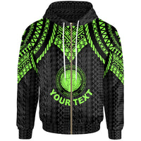 Northern Mariana Islands Custom Zip up Hoodie Polynesian Armor Style Green Unisex Green - Polynesian Pride