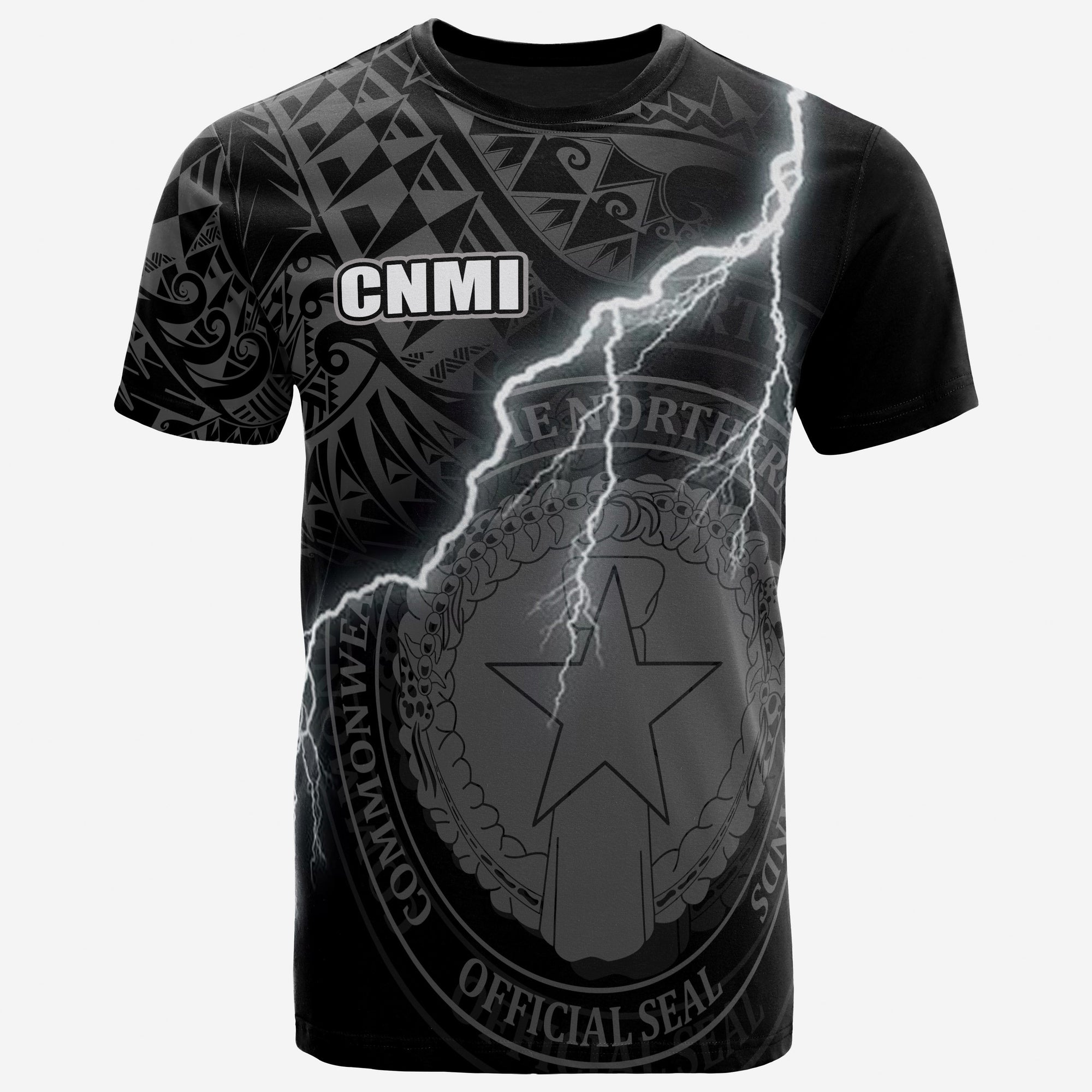 Northern Mariana Islands T Shirt Northern Mariana Islands Seal Lighting Thunder Unisex Black - Polynesian Pride