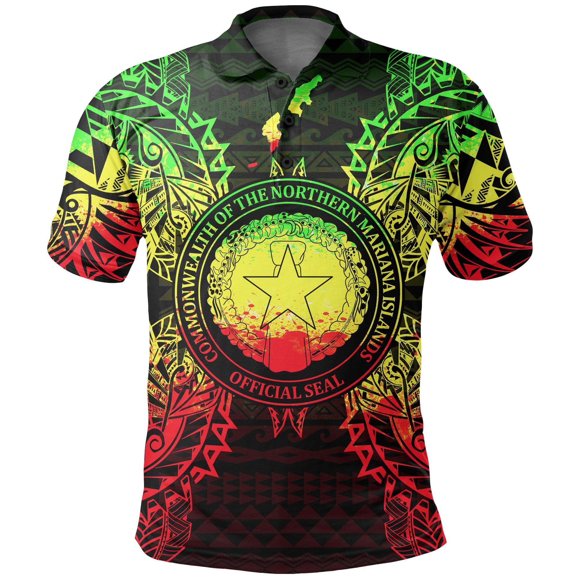 Northern Mariana Islands Polo Shirt Seal Map Polynesian Tattoo Reggae Unisex Reggae - Polynesian Pride