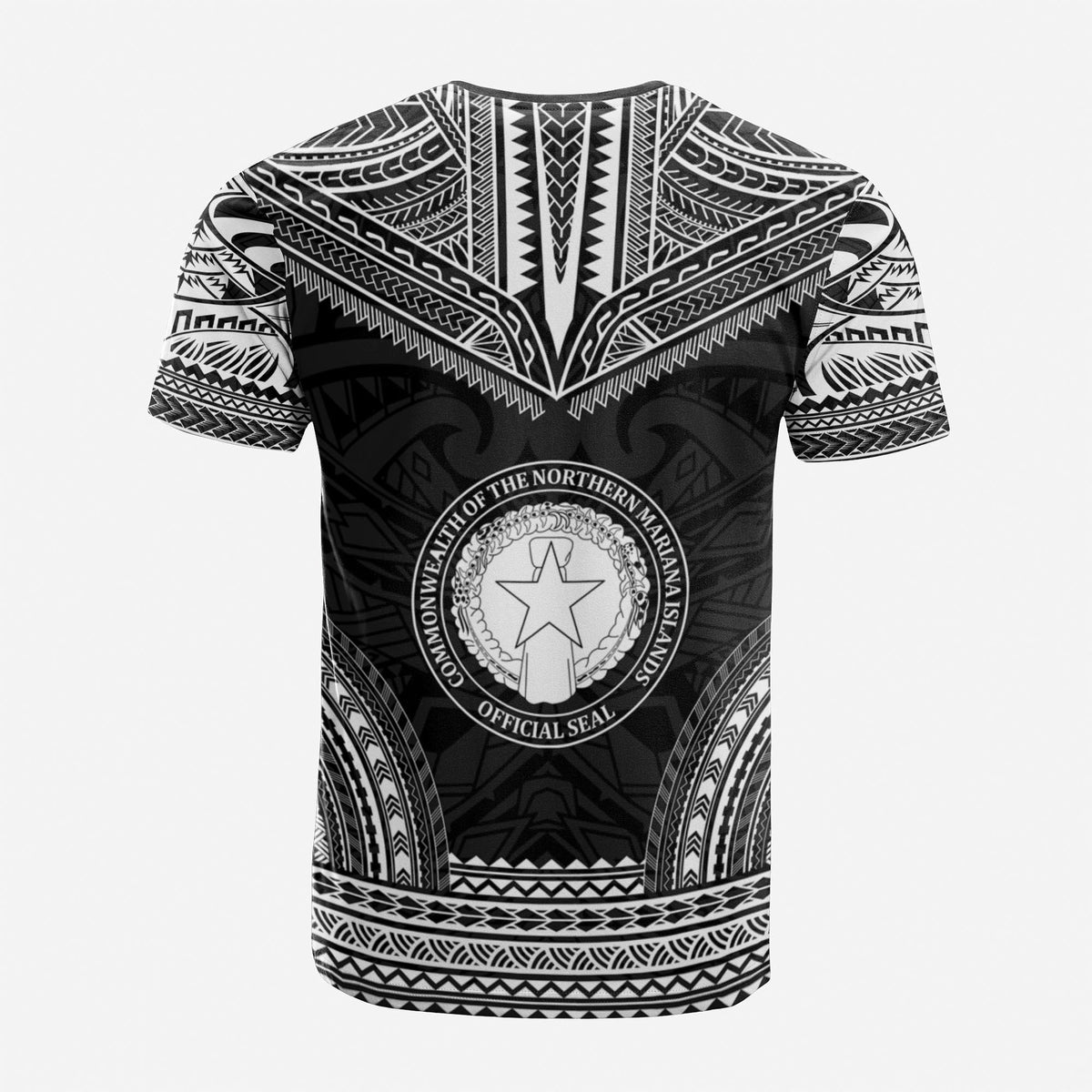 Northern Mariana Island Custom T Shirt Northern Mariana Island Seal Polynesian Chief Tattoo Black Version Unisex Black - Polynesian Pride
