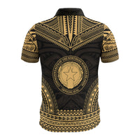 Northern Mariana Island Custom Polo Shirt Northern Mariana Island Seal Polynesian Chief Tattoo Gold Version - Polynesian Pride
