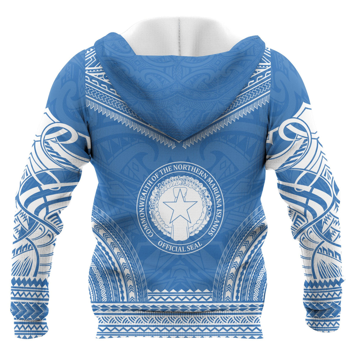 Northern Mariana Island Polynesian Chief Custom Zip up Hoodie Flag Version Unisex Blue - Polynesian Pride