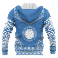 Northern Mariana Island Polynesian Chief Custom Zip up Hoodie Flag Version Unisex Blue - Polynesian Pride