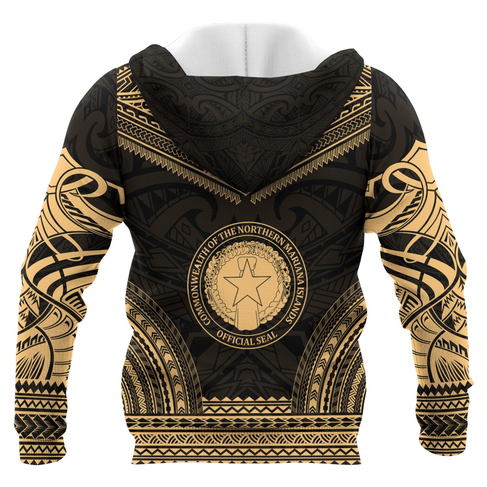 Northern Mariana Island Polynesian Chief Custom Zip up Hoodie Gold Version Unisex Gold - Polynesian Pride