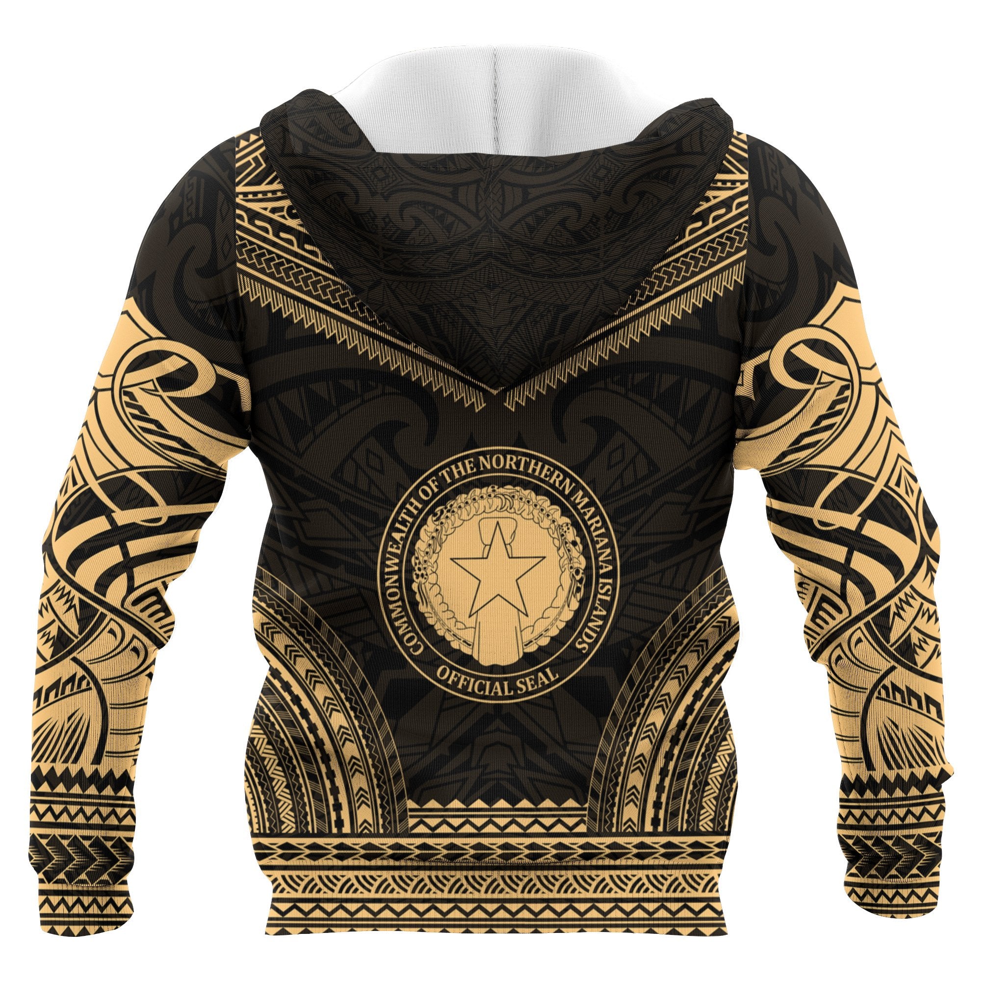 Northern Mariana Island Polynesian Chief Custom Zip up Hoodie Gold Version Unisex Gold - Polynesian Pride