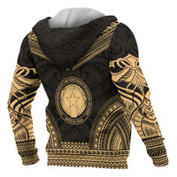 Northern Mariana Island Polynesian Chief Custom Zip up Hoodie Gold Version - Polynesian Pride