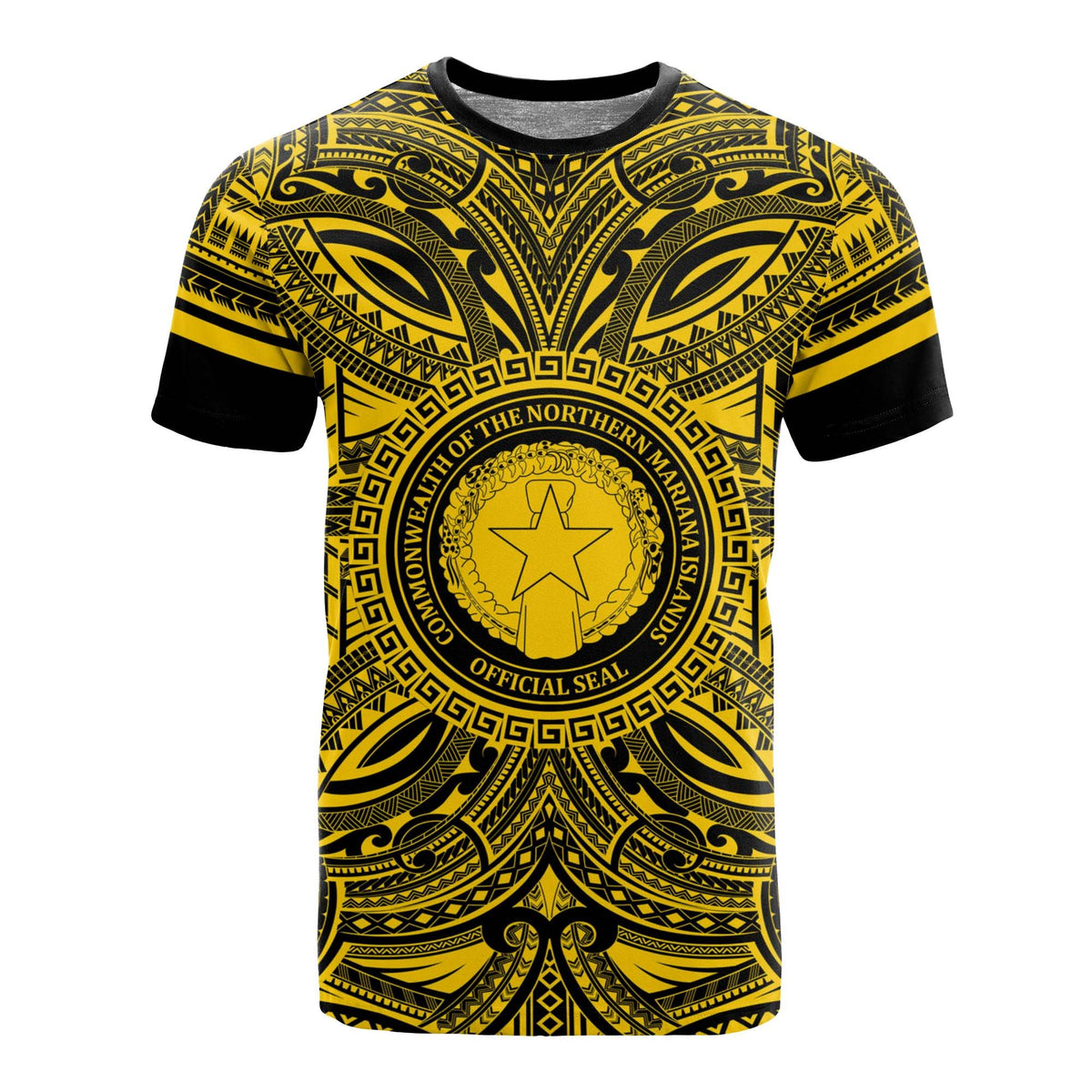 Northern Mariana Islands All T Shirt Northern Mariana Islands Coat Of Arms Polynesian Gold Black Unisex Gold - Polynesian Pride