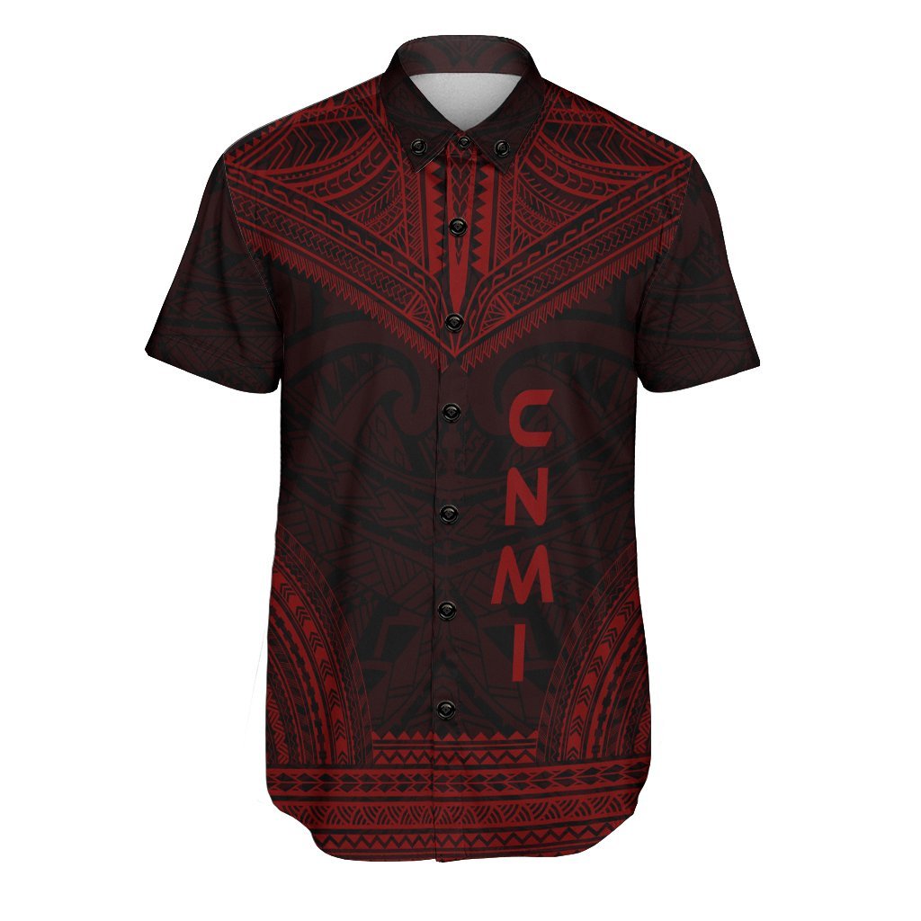 Northern Mariana Islands Polynesian Chief Shirt - Red Version Men Red - Polynesian Pride