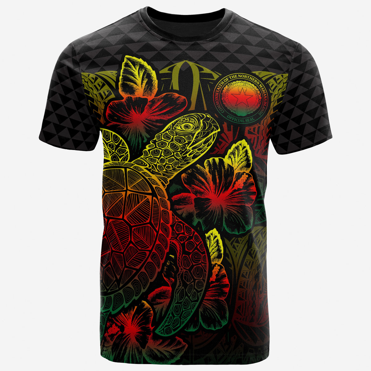 Northern Mariana Islands T Shirt Northern Mariana Islands Seal Turtle Hibiscus Reggae Unisex Reggae - Polynesian Pride
