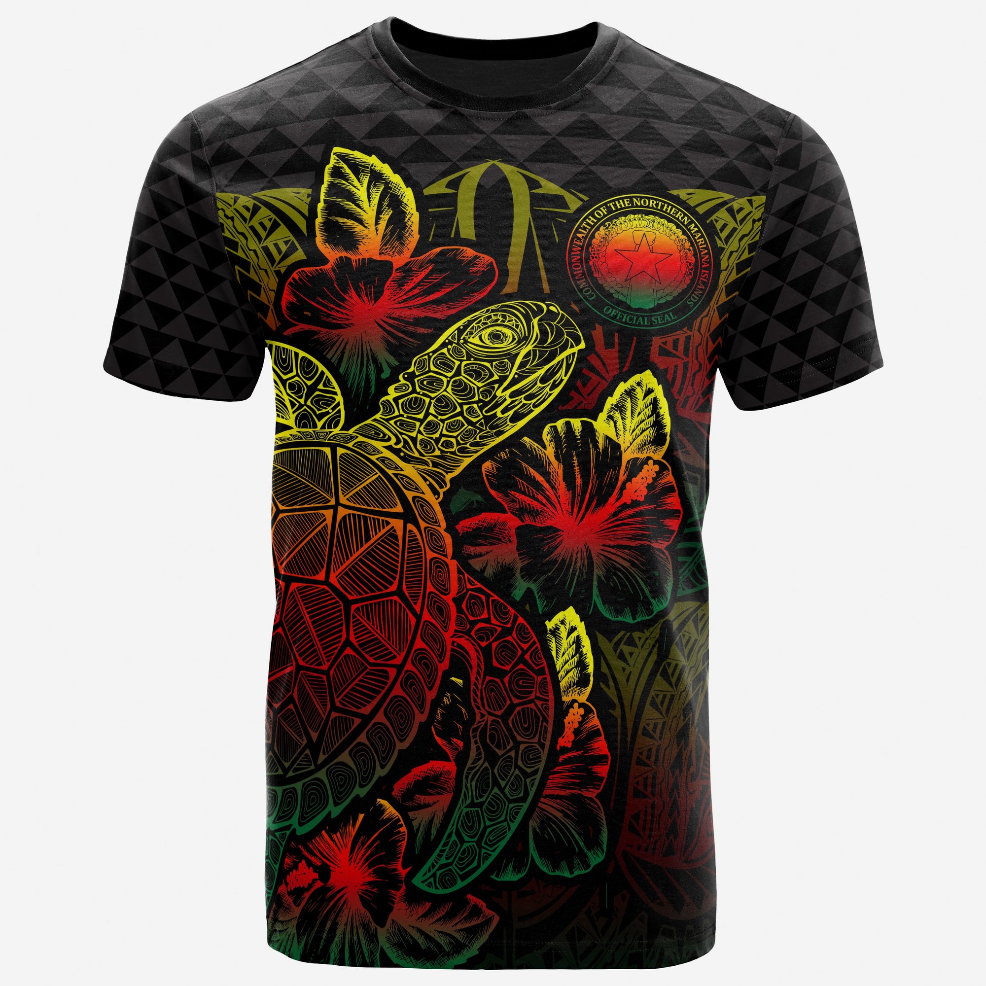 Northern Mariana Islands T Shirt Northern Mariana Islands Seal Turtle Hibiscus Reggae Unisex Reggae - Polynesian Pride