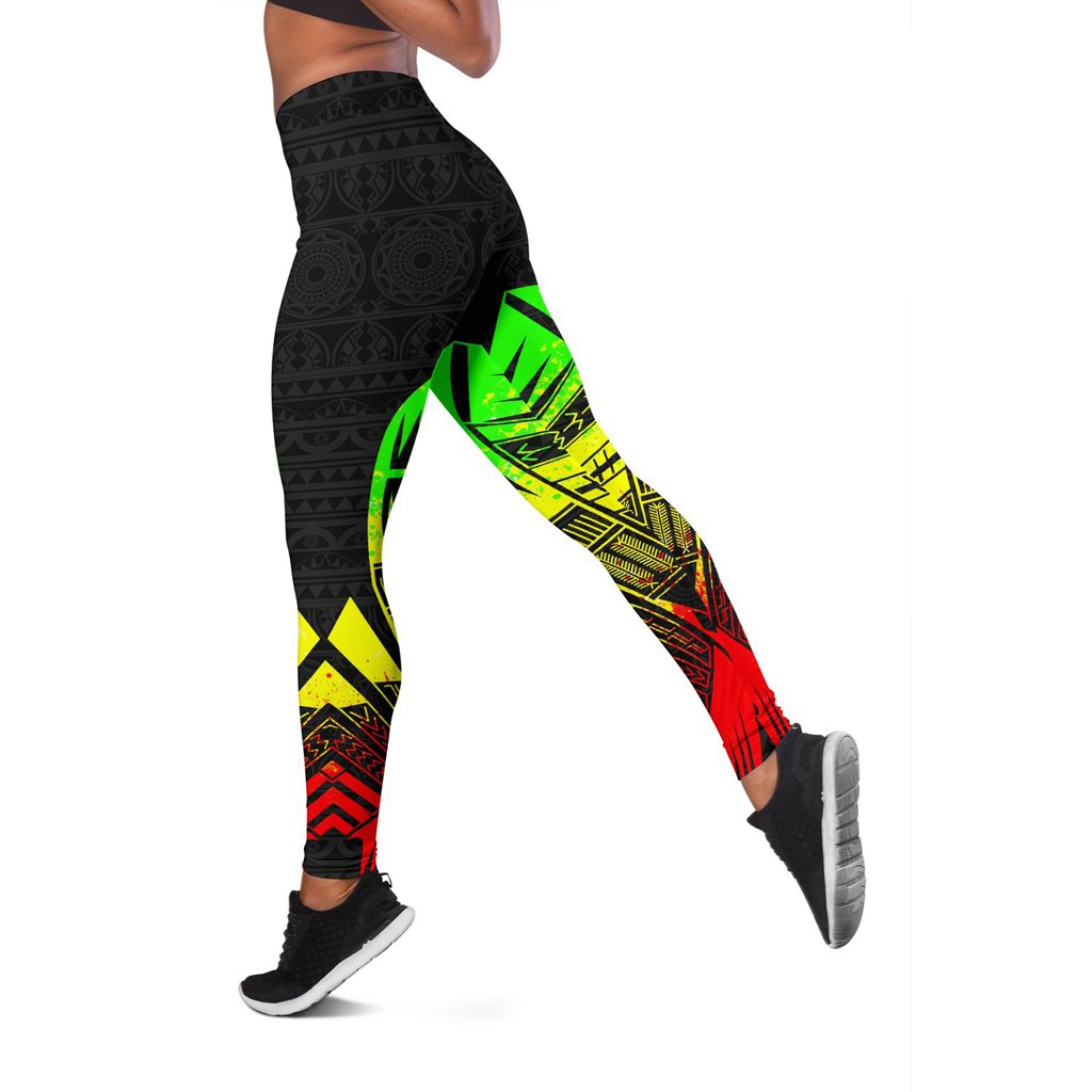 Northern Mariana Islands Polynesian Leggings - Polynesian Tattoo Reggae Version - Polynesian Pride