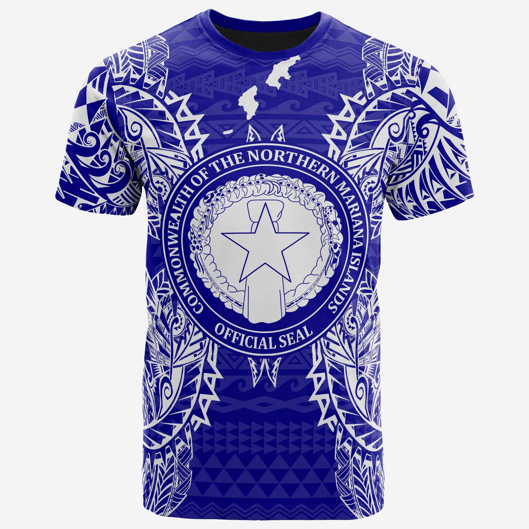 Northern Mariana Islands All T Shirt Northern Mariana Islands Seal Map Polynesian Tattoo Blue Unisex Blue - Polynesian Pride
