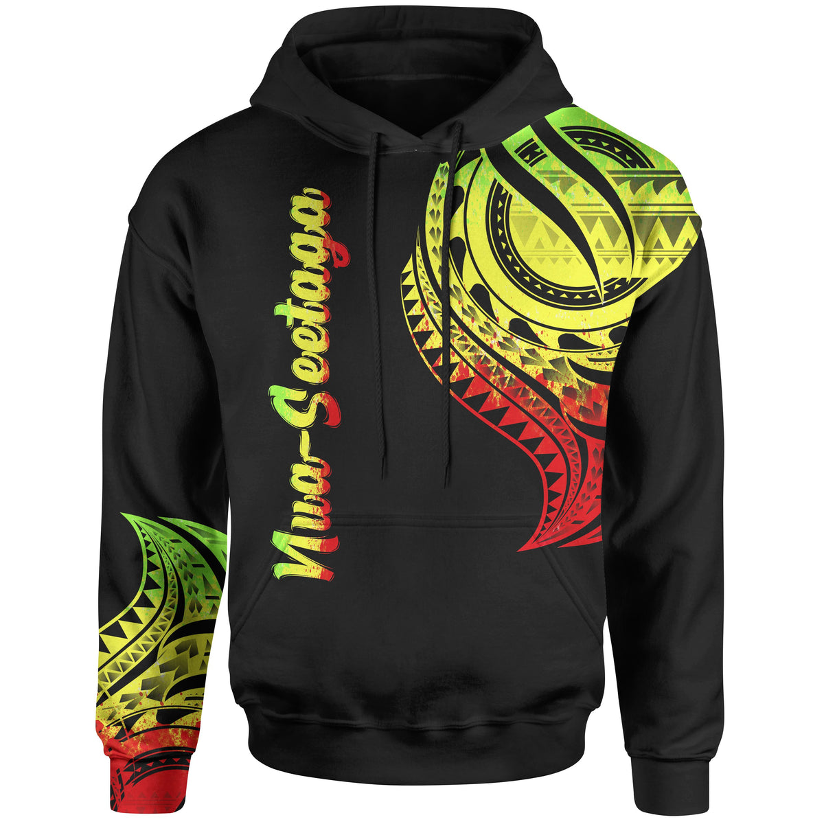 American Samoa Hoodie Nua Seetaga Tatau Polynesian Patterns Unisex Black - Polynesian Pride