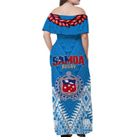 Toa Samoa Rugby Off Shoulder Long Dress Manu Siva Tau Style Ulafala LT13 - Polynesian Pride