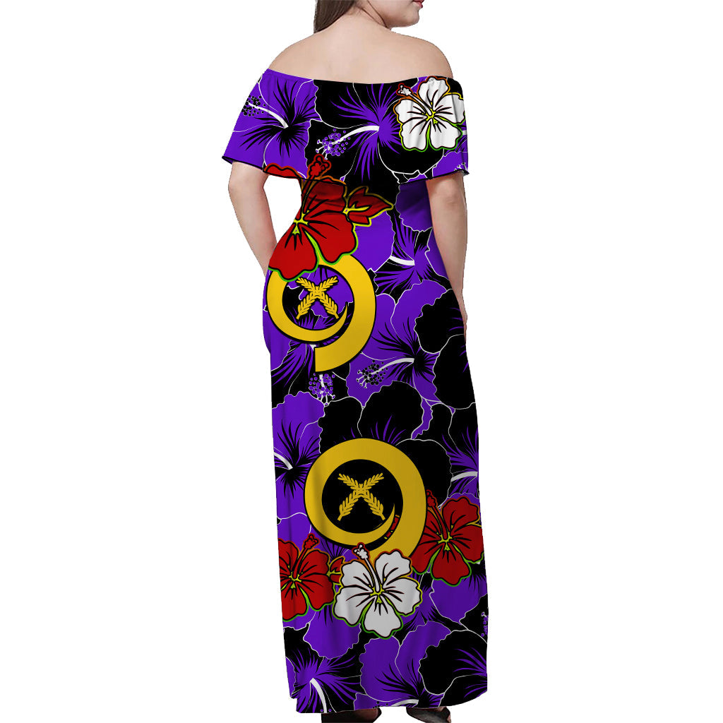 Vanuatu Off Shoulder Long Dress Polynesia Delightful Version 06 LT13 - Polynesian Pride