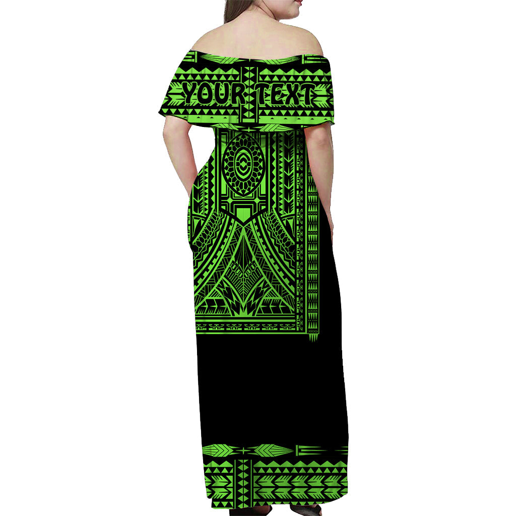 Custom Polynesian Tribal Matching Dress and Hawaiian Shirt Dashiki with Polynesian Tattoo Royal Green Version LT14 - Polynesian Pride