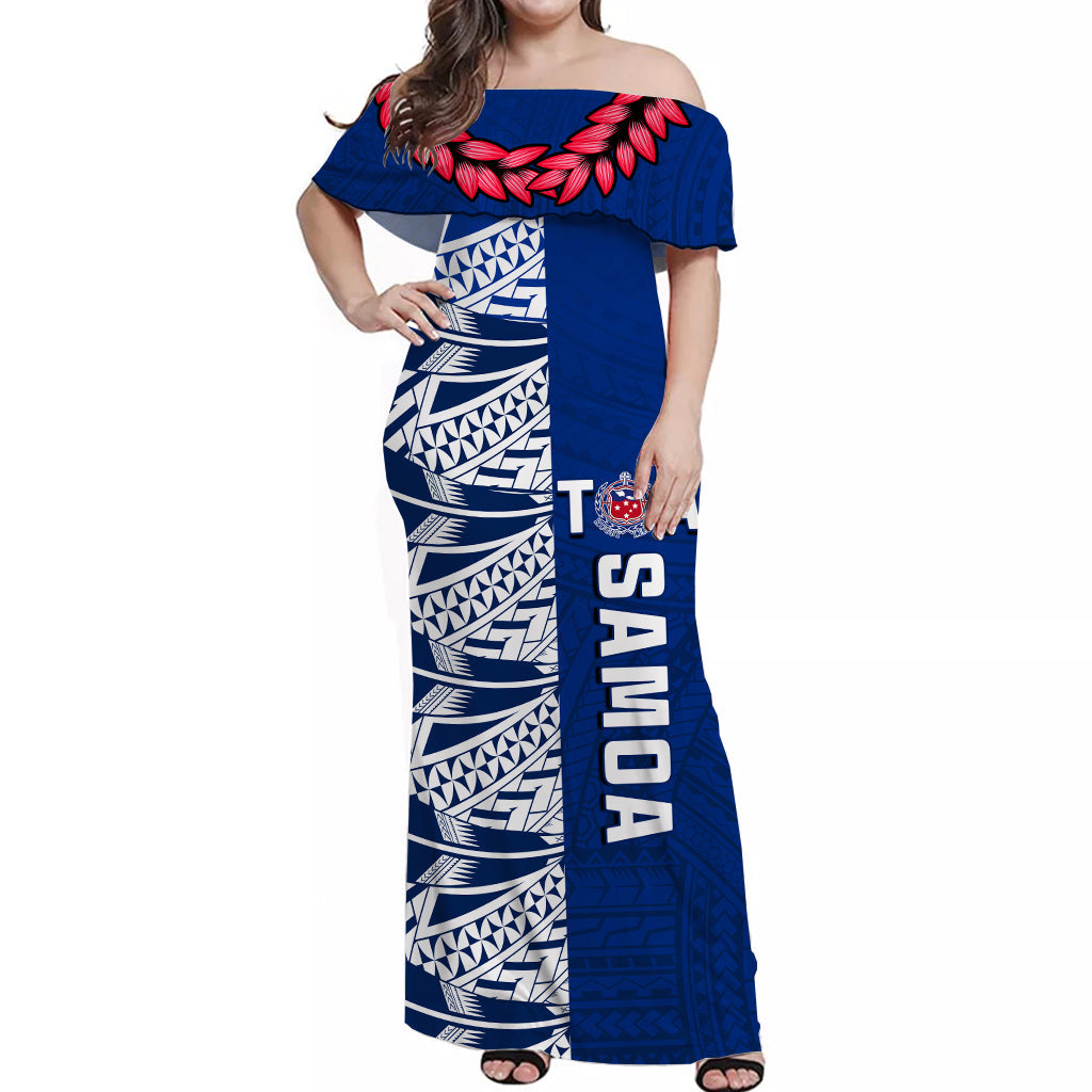 Toa Samoa Rugby Matching Dress and Hawaiian Shirt Siamupini Ula Fala Blue LT13 - Polynesian Pride