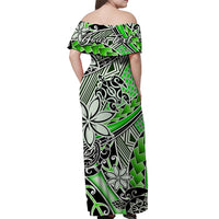 (Custom Personalised) Hawaii Off Shoulder Long Dress Tribal Plumeria With Polynesian Turtle Ver.01 LT14 - Polynesian Pride