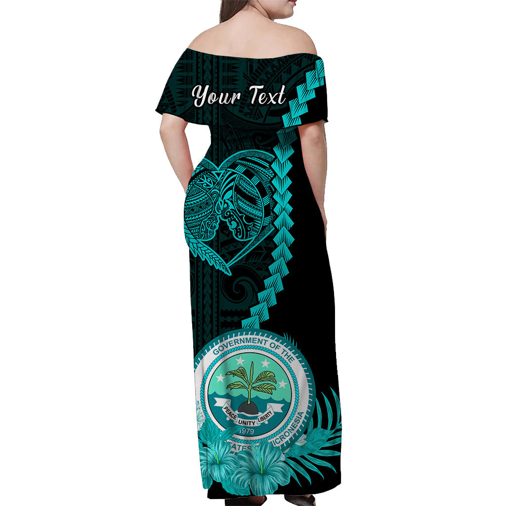 Custom Valentine Federated States of Micronesia Matching Hawaiian Shirt and Dress Heart Love Tropical Flowers Turquoise LT14 - Polynesian Pride