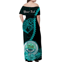 Custom Valentine Federated States of Micronesia Matching Hawaiian Shirt and Dress Heart Love Tropical Flowers Turquoise LT14 - Polynesian Pride