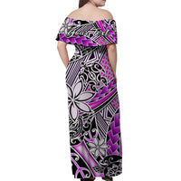 (Custom Personalised) Hawaii Off Shoulder Long Dress Tribal Plumeria With Polynesian Turtle Ver.02 LT14 - Polynesian Pride